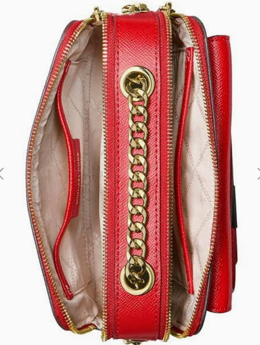 Michael Kors Red Leather Gold Chain Shoulder Bag
